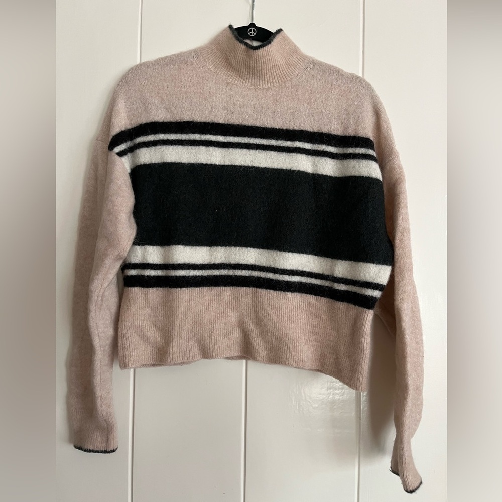 & Other Stories Pink Stripe Mock Sweater